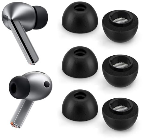 Foam Ear Tips for Samsung Galaxy Buds3 Pro - Ultimate Comfort and Unshakeable Fit with Memory Foam Earbud Tips, Earbud Replacement Tips - 3 X M