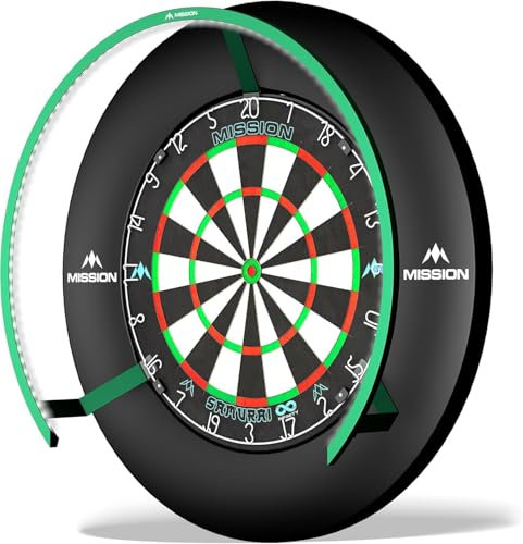 Mission Darts Torus 270 | Dart Board LED Lighting System with Easy Access to Dartboard Area for Unrestricted Play, Sand Blasted Black, Red, Blue, Green, Purple, Bronze and Silver Colours.