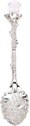 Retro Crystal Flower Pattern Small Spoon Coffee Tea Spoon for Kitchen Dining Toolssilver