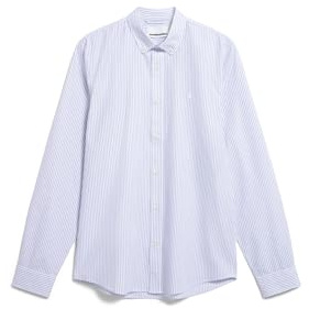 ARMEDANGELS Herren Hemd aus Bio-Baumwolle QUAASA Stripes Regular Fit White-Lapis Blue