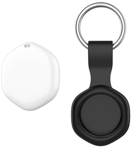 Smart Air Tracker Tag con Funda Impermeable, Localizador Funciona con Apple Buscar (sólo iOS), Batería Reemplazable, Bluetooth Key Finder para Bolsas, Equipaje, Mascotas y Mochila, 1 Negro