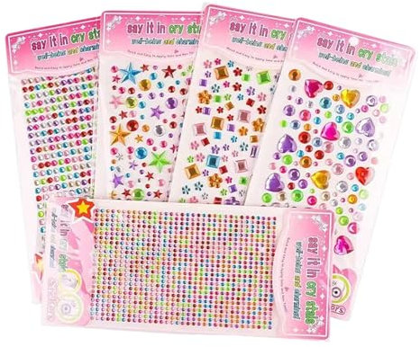 Dgayaeic Gem Stickers, Small Acrylic Jewel Stickers, Rhinestone Craft Set, Easy Peel-And-Stick Application, Variety of Sizes and Shapes, 1pack, Colorful Great for Parties and Kids, Teens Gift