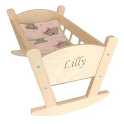 Cradle for doll 50cm, Wooden doll cradle with bedding, Personalized Large Doll Crib