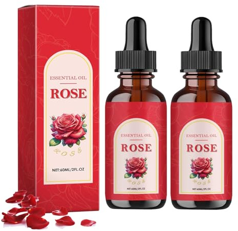 Rosenöl für Körper mit Rosenblüten, Feuchtigkeitspflege, Bio Vitamin E Öl für Anti-Aging, Narben & Dehnungsstreifen, Natürliches Massage Körperöl für trockene Haut, Kopfhaut und Nägel (2)