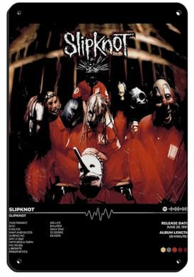 SHGJE Slipknot SlipKnoT Musikalbum-Cover, Retro-Poster, Metall-Blechschild, schicke Kunst, Retro, Eisenmalerei, Bar, Menschen, Höhle, Café, Familie, Garage, Poster, Wanddekoration, 20 x 30 cm