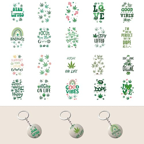UV DTF Cup Wrap Transfer - 80 Sheets Weed Theme UV DTF Stickers Motel Keychain Mushroom Rainbow Waterproof Rub On Transfers Decals for Girls Boys Crafts Decor Acrylic Packaging Card Hotel Keychain