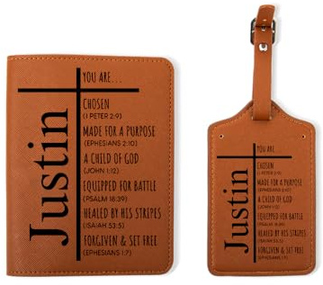 Porta passaporto in pelle con scritta You are e targhetta per bagagli, con nome personalizzato, impermeabile, porta passaporto, per viaggi, donne, uomini, regalo per cristiani, Multicolore, 3.9cm x