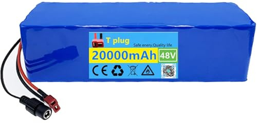 Batterie Lithium-ION pour Vélo Électrique 48V 20Ah Pack de Batterie au Lithium pour Vélo Électrique 13S3P pour Moteur Scooter Électrique 200W-1000W avec BMS et Chargeur 54.6V 2A T Plug,48V 20Ah