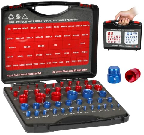 48-teiliges Gewindeprüfset Aluminiumlegierung Thread Checker Satz Schrauben und Metrisch Gewindestrehler satz für Außengewinde