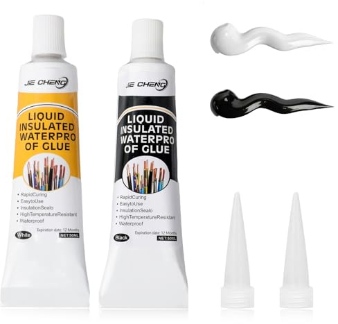 PAYFULLY Flüssiggummi, 2 Stück 50ml Flüssiges Isolierband, Wasserdicht Und Schnell Trocknend, Geeignet für alle Leitungen, Kabel, Elektrogeräte (Schwarz+Weiß)