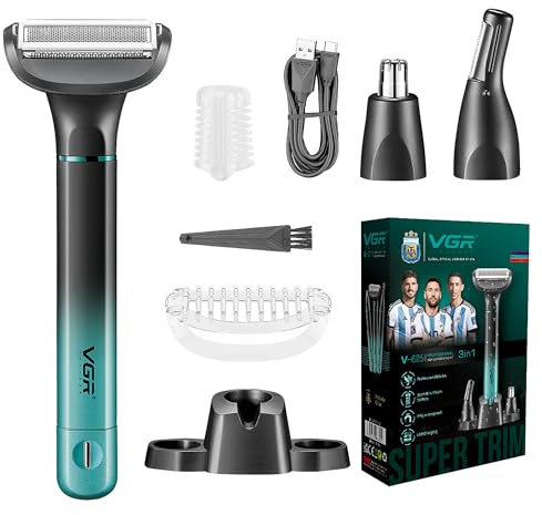 VGR 625 3 en 1 Tondeuse Partie Intime Homme, Rasoir Nez Homme Sans Fil