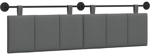vidaXL Hängendes Kopfteil Dunkelgrau Stoff, Wanddeko fürs Schlafzimmer: modernes hängendes Kopfteil, gepolsterte platzsparende Platte, verstellbares minimalistisches Design