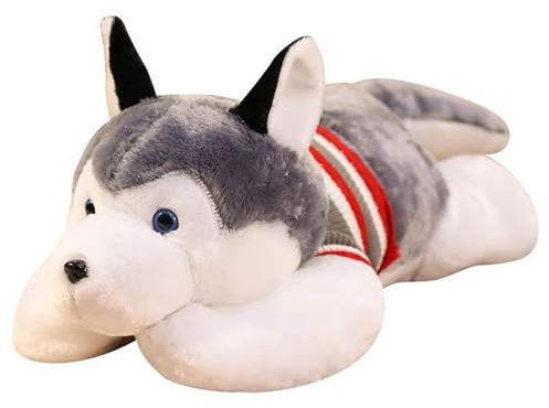 Husky Kuscheltier XXL, Groß Husky Stofftier Riesen Kuscheltier, Liegend Hund Gross Plüschtier, Süßes Huskys Plüsch Spielzeug Puppe, Plüschhund Kissen Geschenk für Kinder Jungen Mädchen (170cm)