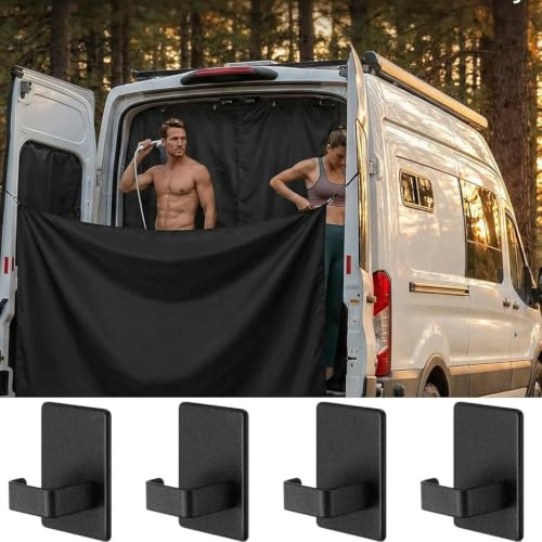 YuLiMirich Rideau de douche pour camping-car et camping, 180 x 230 cm, brise-vue magnétique et rideau de douche pour porte arrière de van, imperméable et réglable, avec 4 crochets magnétiques