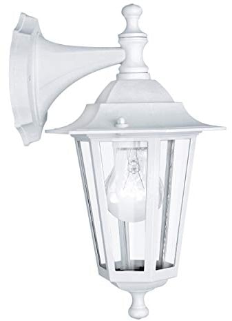 EGLO Außen-Wandlampe Laterna 5, 1 flammige Außenleuchte, Wandleuchte aus Aluguss und Glas, Farbe: Weiß, Fassung: E27, IP44