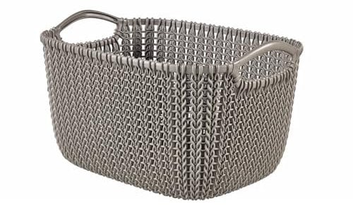 CURVER 226167 Knitting Plastic Rectangular Storage Basket Brown 29 cm x 21.7 x 17.2 cm 8 L