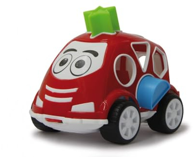 JAMARA 460290 Kinderlernspiel Formauto Rot-Nachziehauto, fördert Spielspaß & Feinmotorik, Steckspiel mit 10 Elementen in Insgesamt 5 verschiedenen Formen & Farben, Heckklappe Öffnen