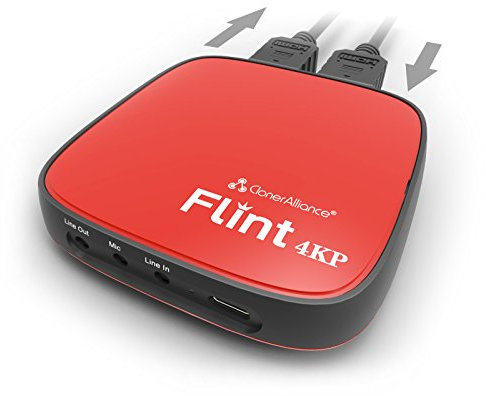 ClonerAlliance Flint 4KP, 4K Passthrough and Live Commentary Video Capture Device. Ultra Low Latency. 1080p 60fps For Gaming Consoles, Camcorder, DSLR