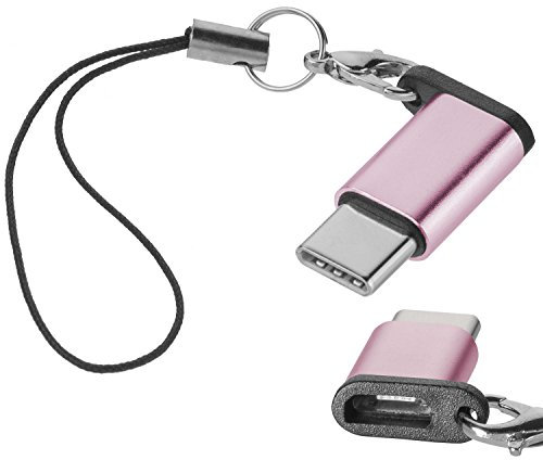 yayago USB 3.1 Typ-C auf Micro USB Adapter für Huawei Mate 20 Lite/Huawei Honor Play Typ C Kabel Stecker Pink mit Schlaufe