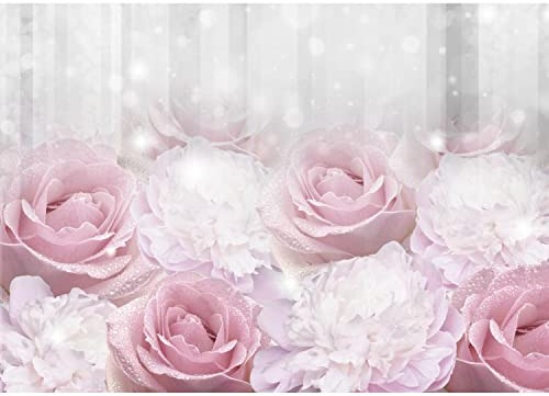 Runa Art Fototapete Blumen Rosen 352 x 250 cm Vlies Tapeten XXL Moderne Wandtapete Wohnzimmer Schlafzimmer Rosa Weiss 9425011a