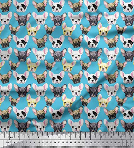 Soimoi Blau Baumwolle Batist Stoff Welpengesicht Hund Stoff Meterware 42 Zoll breit