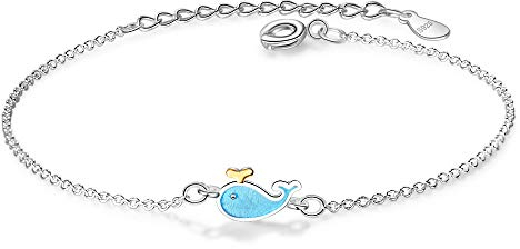 Minimalistisches, süßes blaues Wal Delfin Armband 925 Sterling Silber für Frauen Mädchen verstellbar Weihnachten Schmuck Geschenk