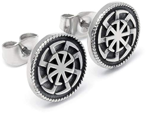 Schmuck-Checker Sonnenrad Ohrstecker aus 316L Edelstahl silber Germanen Wikinger Slawen Ohrringe Geschenk
