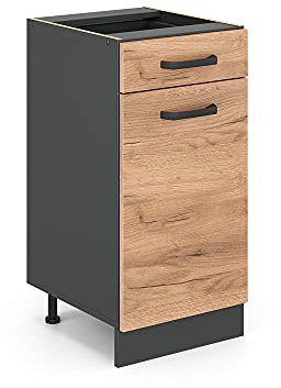 Vicco Meuble Cuisine R-Line, Chêne de Force doré/Anthracite, 40 cm sans Plan de Travail