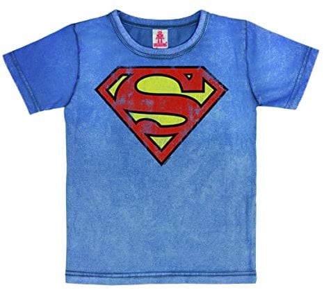 Logoshirt®️ DC Comics Superman Logo Vintage T-Shirt Print für Kinder I Motiv-Shirt kurzärmlig, Größe 140/152, 10-12 Jahre