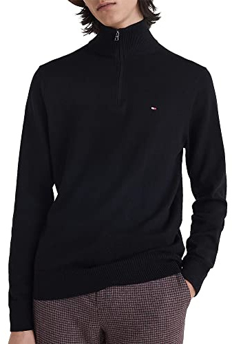 Tommy Hilfiger Herren Pullover mit Reißverschluss Mock Neck Regular Fit