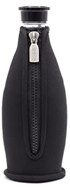 sliive® Enfriador de botellas de neopreno con asa, apto para botellas de cristal SodaStream de 0,615 litros, botellas de vino y champán, ideal para viajes (negro)