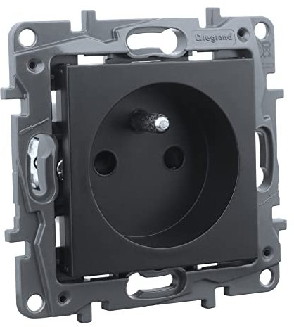 Prise de courant avec sécurité enfant 2P + E franz. Système noir Niloe Step encastré Protection tactile