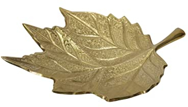 Universal Hub Golden Leaf Tray Trinket Dish Table Showpiece Brass Items Indian Traditional Decorations Creative Accessories Stylish Storage Ring Bowl Jewelry Organiser Festival Gifts