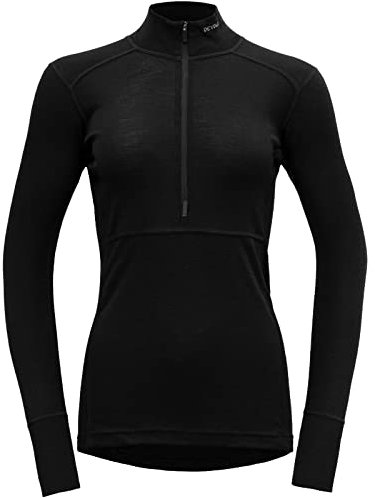 Devold Damen Lauparen Merino 190 Zip Neck Tshirt, schwarz, L