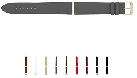 SELVA Uhrenarmband, 14-24 mm, Leder, zum Wechseln, Ersatzarmband für Smartwatch, Made in Germany, Größe:22 mm, Farbe:Steingrau mit silberner Schließe