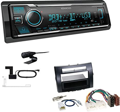 Kenwood KMM-BT508DAB 1-DIN Digital Media Receiver Autoradio DAB+ Bluetooth Amazon Alexa Einbauset passend für Toyota Corolla Verso 2004-2009 schwarz