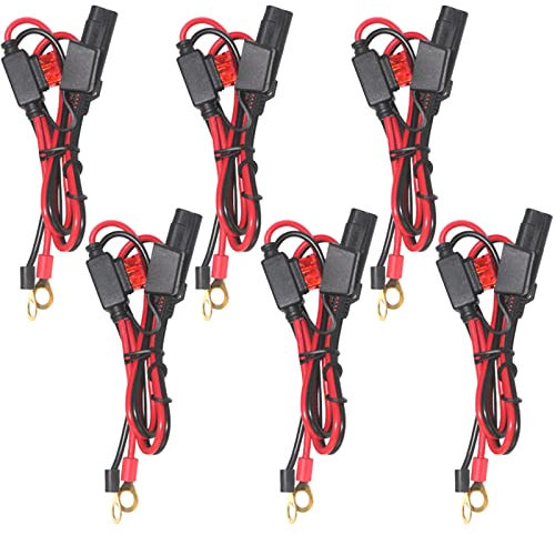 [ 6 PACK] Sae to O Ring Terminal Harness 2FT - Sae Eyelet Ring Terminal Cable 16awg Motorcycle Battery Trickle Charger Extension Cord with Sae Battery Terminal Quick Connect Disconnect Connector