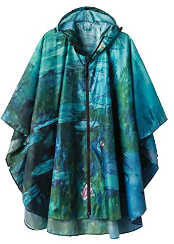Regen Poncho Jacke Mantel für Erwachsene mit Kapuze wasserdicht mit Reißverschluss im Freien, Seerose