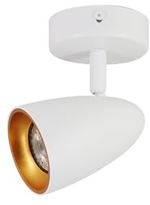 EDO Deckenlampe LED Punkt Spot OVO 1 White Gold IP20 GU10 1-flammige Weiß-gold, Drehbar Deckenstrahler Spotleuchte GU10, Strahler, Deckenleuchte 230V, für Wohnzimmer Schlafzimmer, Goldring EDO777236