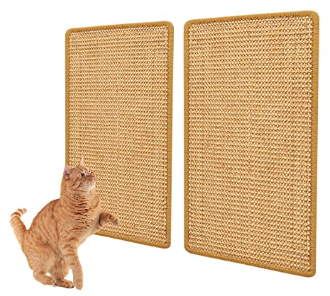Katzenkratzmatte Sisal, 2 Pcs Katzen kratzmatte Natürlicher Sisalteppich kratzbretter Katze mit Klebeband kratzmatte für Katzen 50x23 cm