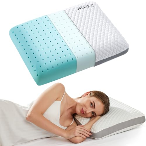 NOFFA Orthopädische Kissen Hart Bett 11cm Hoch, Ice Silk Kissen Memory Foam, Kleines Kissen zum Schlafen, Schlafkissen Orthopädisches Nackenkissen, Kopfkissen Flach 60X40