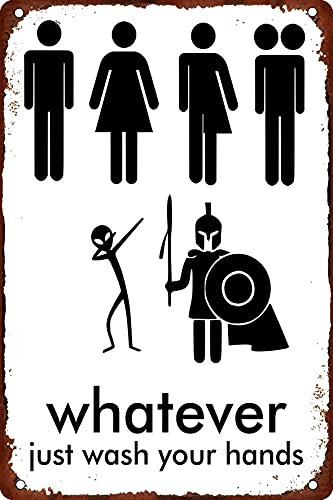 Strunt Whatever Just Wash Your Hands Vintage Metallschilder Plague Doctor Wanddekoration Retro Schilder Zuhause/Toilette/Waschraum/Café/Bar Dekor 20,3 x 30,5 cm