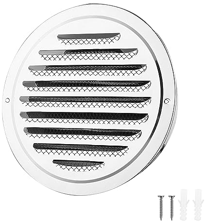 TXErfolg Rejilla de aireación 145-155mm Rejilla de Protección Contra la Intemperie de Acero Inoxidable Canalizado Redondo Antiinsectos con mosquitera y hebilla para garaje, cocina, baño, pared
