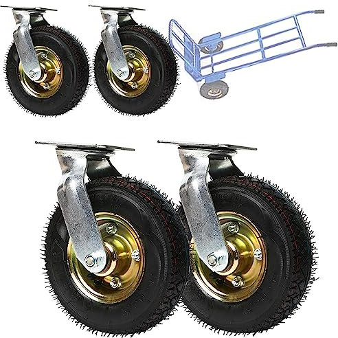 Lenkrolle Luftrad, Luftreifen Rollenlager, Pannensichere, Tragfähigkeit:175KG, Rad Luftrad, Strapazierfähige Lenkrollen, Für Möbel Paletten Restaurant Hotel Schul Servierwagen