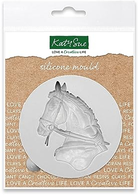 Katy Sue Silikonform mit Pferdekopf für Kuchendekoration und Bastelarbeiten. Kopfgröße ist 70 mm hoch x 45 mm breit x 10 mm tief. Verwendung mit Fondant, Ton und Harz von Katy Sue