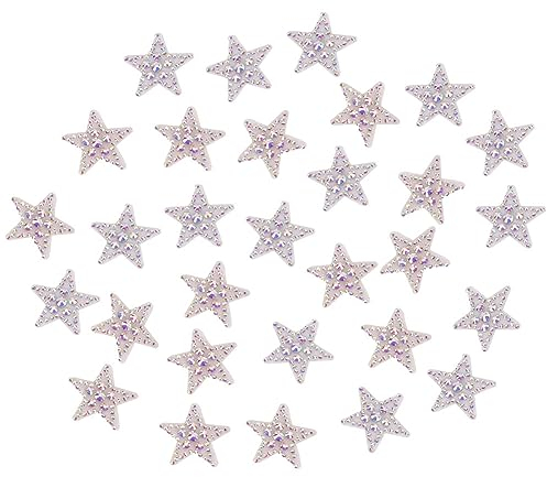 INFUNLY 30PCS Star Sequin Patches Star Rhinestone Patches with Mesh Tape Iron on Star Bead Patches Embroidered on Star Patches Star Mesh Iron on Patches for Clothes Jeans Dress Shoes Repair Decoration