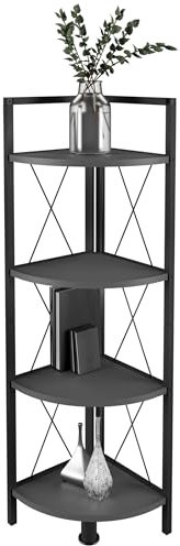 VCM Holz Metall Eckregal Aufbewahrung Stand Regal Bücherregal Deko Bücher Standregal Insasi 4