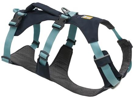 Ruffwear Flagline Hundegeschirr mit Griff, Lleichtes, Verstellbares Gehgeschirr, 3 Leinenbefestigungspunkte, verstärktes Gurtband und starker V-Ring aus Metall Basalt Grey X-Small