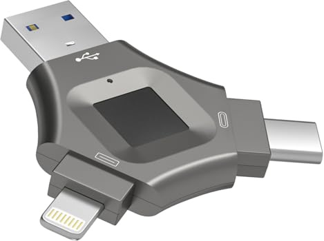Clé USB 3 en 1 cryptée par Empreinte Digitale, 256 go/512 go, déverrouillage par Empreinte Digitale, pour téléphone Portable,512GB
