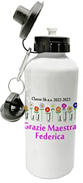 t-shirteria Borraccia Maestra Personalizzabile Nome Maestra Alunni Classe Anno Scolastico Fiori Colori Firme Nomi Bambini Alunni maestre maestre idee regalo
